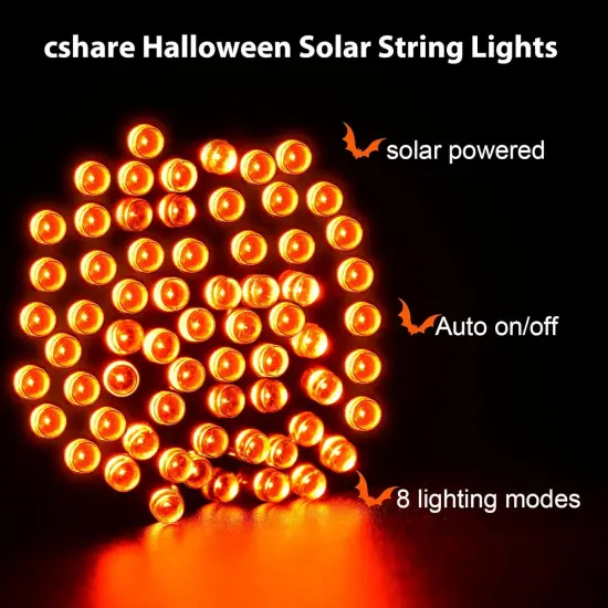 Orange Solar Halloween String Lights 39.4ft {4}