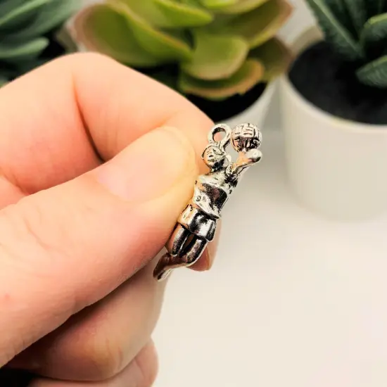 Silver Volleyball Girl 3D Charms, 20x27mm {4}