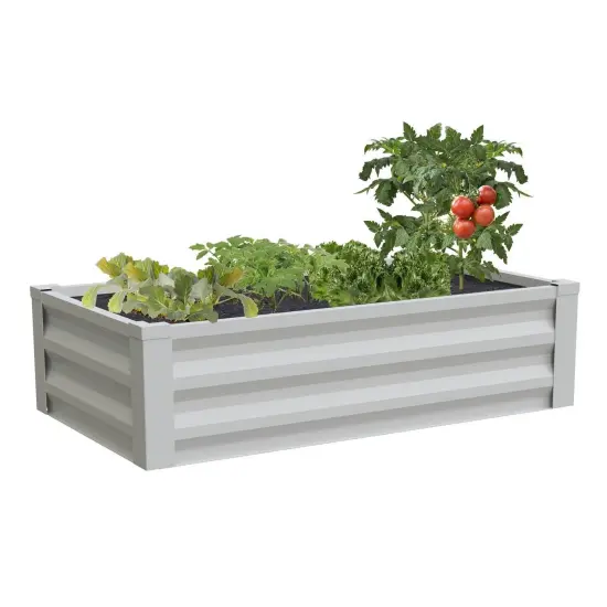 Galvanized Metal Raised Garden Bed Planter for Vegetables, Flowers Herbs Open Bottom Design Green {3}