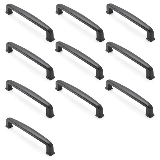 Cauldham Solid Kitchen Cabinet Handles (5" Hole Centers) - Drawer/Door Hardware - Style T765 - Matte Black {3}