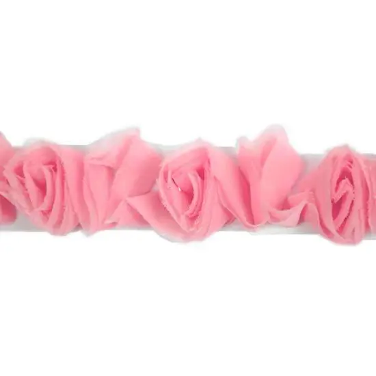 5 yards of Organza Roses on Net Trim | 5 yard cut Light Pink {1}