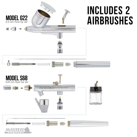 2 Airbrush Nail System Kit with 12 Paint Color Set, High Performance Single-Piston Airbrush Air Compressor {3}