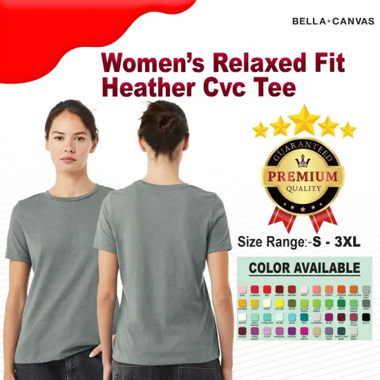 BELLA + CANVAS&reg; Women's Relaxed Fit Heather CVC Crewneck Tee Heather sage {2}