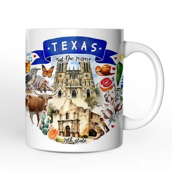 Artistic Texas State Themes and Landmarks Mug {4}