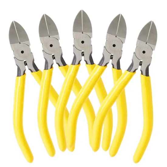 5 Pack CR-V Wire Flush Cutters, Soft Wire Side Cutters for Jewelry Making (Yellow, 5 Inch) {1}