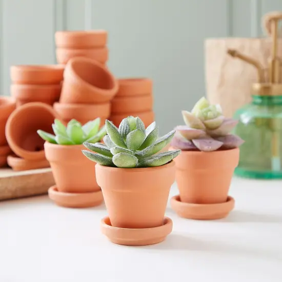16-Pack Small Terracotta Pots with Saucers and Drainage Hole, 2.2 x 2.2 x 1.9 Inches Paintable Pottery for Succulents, Plants, Flowers, Cactus, Garden Nursery, and Wedding Decor {3}