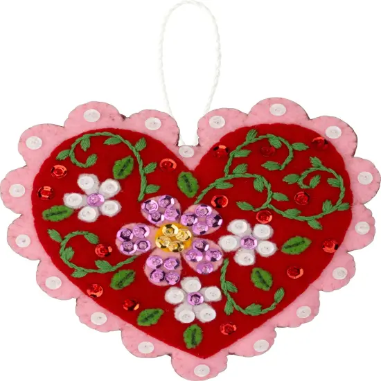 Bucilla Felt Ornaments Applique Kit Set Of 4-Heartfelt Treasures {7}