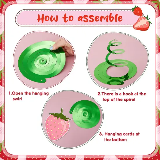 36 Pcs Summer Strawberry Decor Berry First Birthday Decor Hanging Swirl Banner for Strawberry Party Decorations Baby Shower Party Supplies {2}