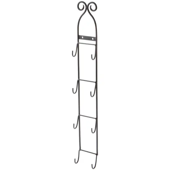 Bard's Black Wrought Iron Wall Mountable Vertical Hanger for 4 Saucers, 20" H x 2.75" W x 1.25" D (For 3"- 4.625" Saucers) {1}