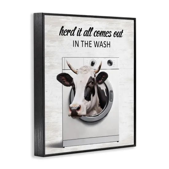 Stupell Industries Cow & Washing Machine Framed Giclee Design by Lettered and Lined {9}