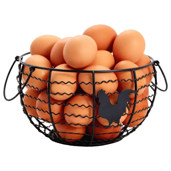 Wire Egg Collecting Basket, Farmhouse Kitchen Organizer (Black, 8.2 x 8.2 x 4.9 In) {4}