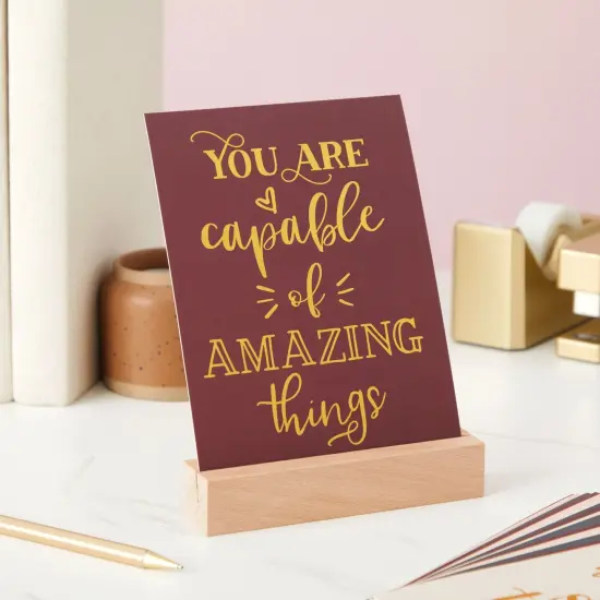 20 Pack Daily Motivational Quotes for Desk with Wooden Stand for Cubicle Decor, Inspirational Desk Supplies for Women Office, Teachers, Office Instructors (5 x 7 Inches) {2}