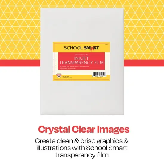 School Smart Inkjet Transparency Film with Sensing Strip, 8-1/2 x 11 Inches, Clear, Pack of 50 {4}