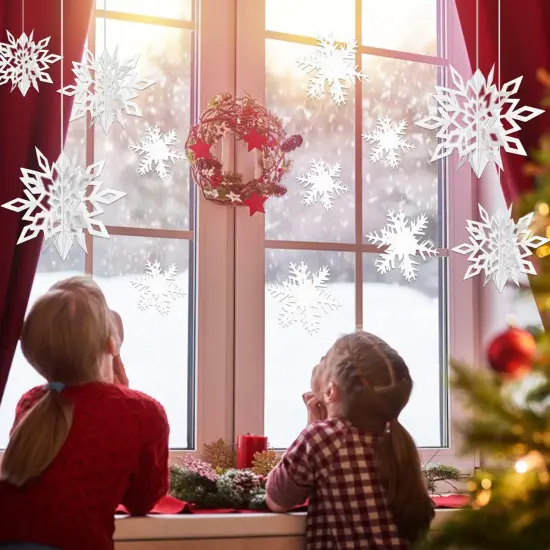 24PCS Snowflake Garland Christmas Decorations (Antique White 24) {3}