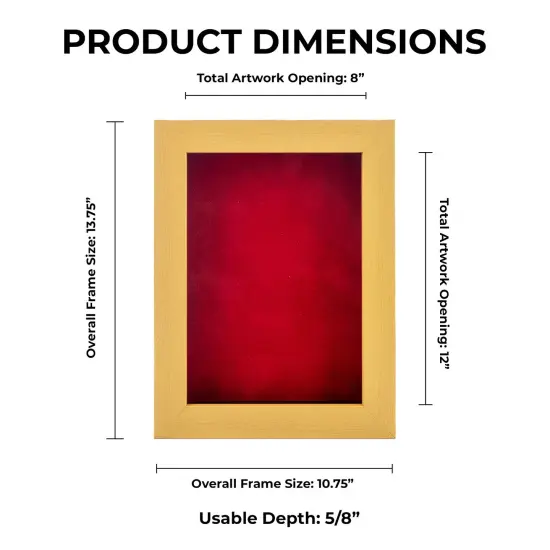 Classic Natural Wood Shadow Box Frame with Acrylic Front - Red Suede Backing, 30 Sizes {1}