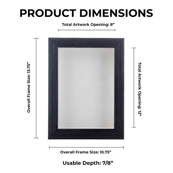 Rustic Black Wood Shadow Box Frame with Acrylic Front - White Suede Backing, 30 Sizes {1}