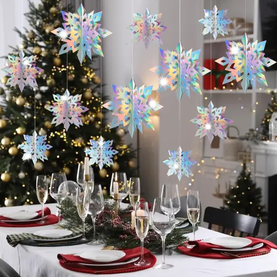 18PCS Christmas Hanging Snowflakes Ornaments Decorations - Iridescent {4}