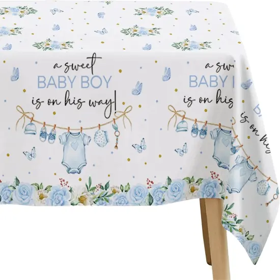 Blue Baby Boy Baby Shower Tablecloth {5}