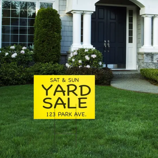 6 Pack Blank Corrugated Plastic Yard Signs with Stakes 17x12 for Outdoor, Garage Sale Supplies, Estate Sale, Open House, Birthday, Moving, Lawn, 4mm Thick, Neon Yellow {2}