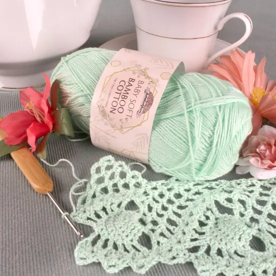 Baby Soft Bamboo Cotton Yarn for Crochet- Burning Sage {4}
