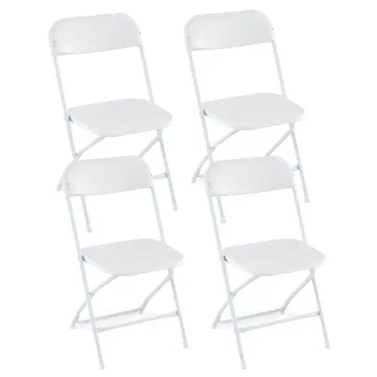 Costway 4/8/12/16/20 Pack Metal Folding Chairs with Plastic Seat & Back Heavy-Duty Metal Frame {7}