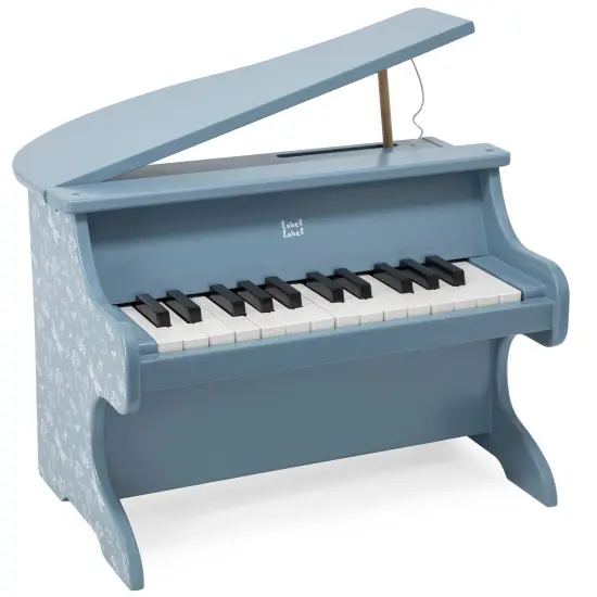 Label Label: Wooden Piano - Blue - Musical Instrument Toy, Dragonfly & Nature Design, 15 White-10 Black Keys, Closing Lid, 16.5 x 12.5 x 16", Kids 3+ {1}