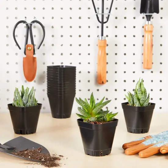 150-Pack 2 Inch Plastic Seedling Pots for Plants, Small Square Starter Nursery Planters for Starting Seeds, Flowers, Succulents, Propagating, Indoor Garden (Black) {3}