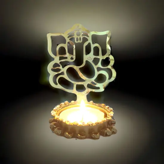 Shadow Diya Ganesha Candle Holder Ganesha Tea Light Candle Holder Diwali Decor Traditional Decorative T-light Candle Holder for Home Office Wedding Favor Housewarming Gift {4}