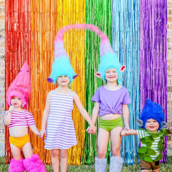 Rainbow Foil Fringe Curtains, 2 Pack Rainbow Party Decorations 3.3x6.6ft Tinsel Metallic Streamers Holiday Photo Booth Props Backdrop for Birthday Wedding Engagement Bridal Shower {4}