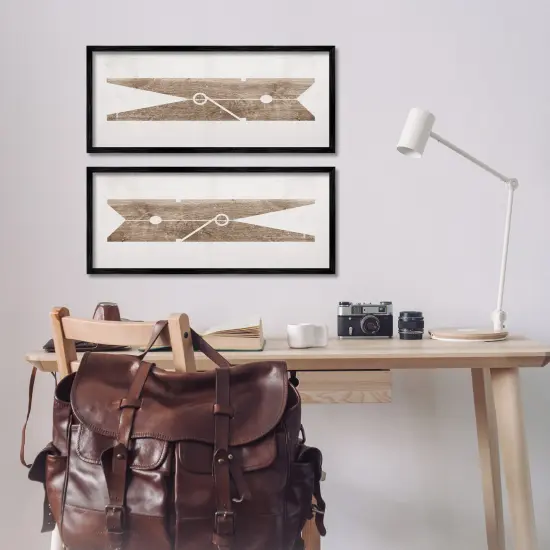 Stupell Industries Minimal Laundry Clothespins Framed Giclee Art Black Frame {2}