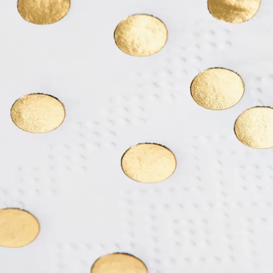 100-Pack White and Gold Scalloped Dinner Napkins - Gold Polka Dot Disposable Paper Napkins for Wedding Reception, Rehearsal Dinner (4x8 In) {6}