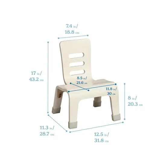 Bentwood Chair, 8in Seat Height, Stackable Seats, 2-Pack White Wash {2}