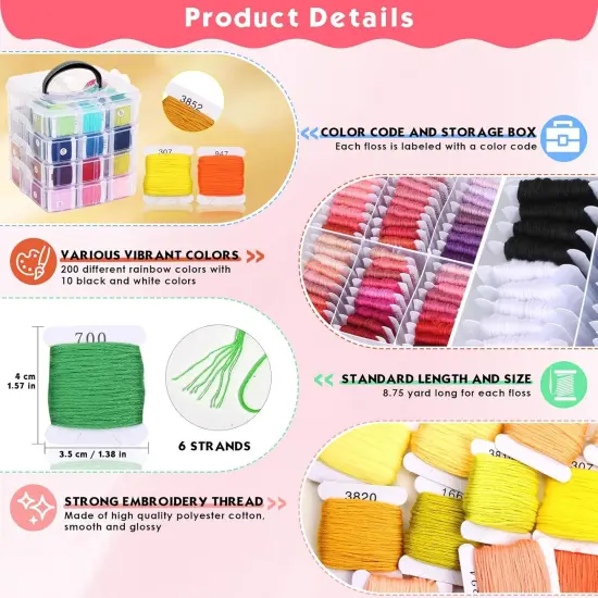 276 Pack Embroidery Floss Thread Kit(210 Colors) {4}