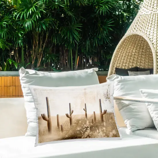 Rustic Weathered Cactus Design by Dan Meneely Outdoor Printed Pillow  {2}