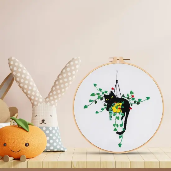 Louise Maelys Embroidery kit for Beginners,Cat Stamped Pattern Cross Stitch Kits for Adult Including Cloth,Hoop,Color Threads,Needles and Instruction {2}