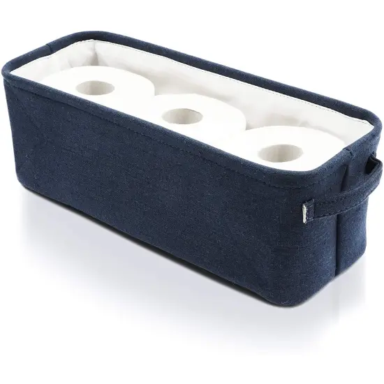 Juvale Dark Blue Fabric Storage Bin for Home and Bathroom (16 x 6 x 5.5 Inches) {1}