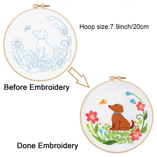 Louise Maelys Dog Embroidery Kits for Beginners with Floral Pattern,Cross Stitch Kit for Adults DIY Needlepoint with Embroidery Instructions {5}