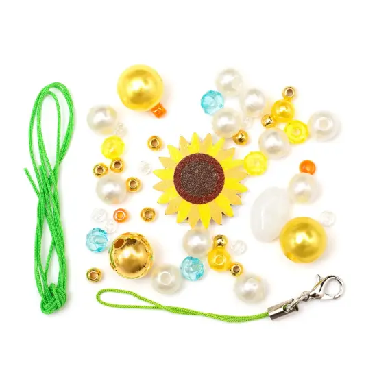Bead It DIY Phone Charm Kit-Sunflower, 49 Pieces {3}