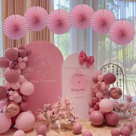 Pink Party Decorations,Pink Paper Decorations for Party,Baby Shower Decorations Party Paper Fans Bulk 16in {3}