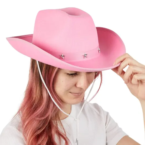 Felt Pink Cowgirl Hat for Women and Men, Costume Accessories (14.8 x 10.6 x 5.9 Inches) {3}