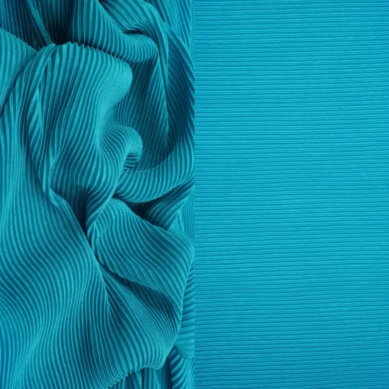 1 Yard Bodre Fabric Interlock Pleated, 58/60&Prime; Wide 100% Polyester BLUE {1}