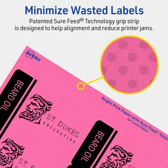 Avery Bright Pink Paper Labels, 2" x 3.75" Rectangle {4}