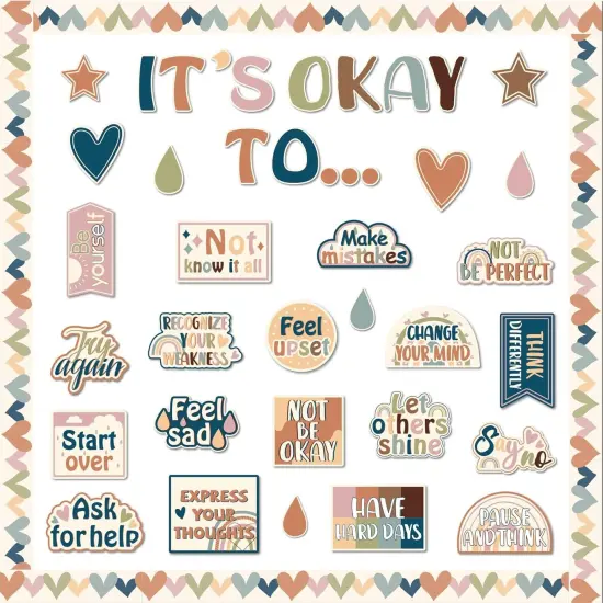 Mental Health Posters It's Okay to Boho Bulletin Board Set {1}