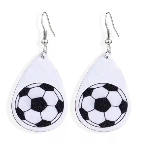 Waterdrop Leather Earrings Boho Hook Drop Dangle Jewelry Soccer 4 {1}