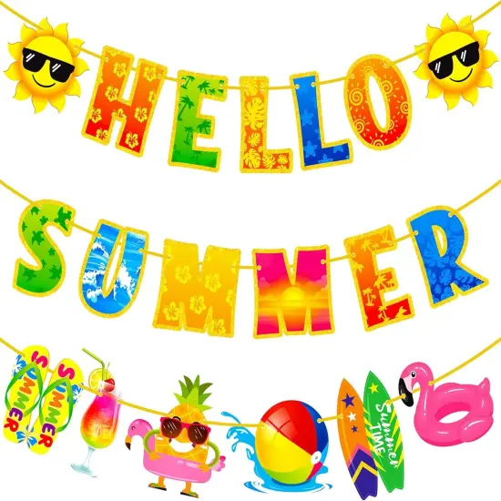 Sun Signs Birthday Beach Pool Party Bunting Garland Banner Supplies {1}