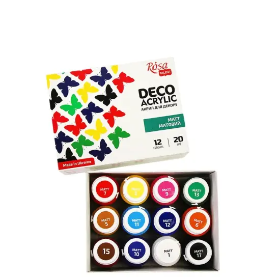 Rosa Talent Mat Acrylic Paint Set for Decor 12 colors (0.68 oz each) {4}
