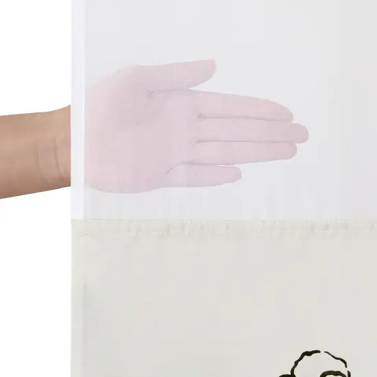 Americanflat 72x75 Hookless Shower Curtain - Floral Cream and Black Shower Curtain with Sheer Panel, Snap-In Liner, and Grommets - 100% Polyester {5}