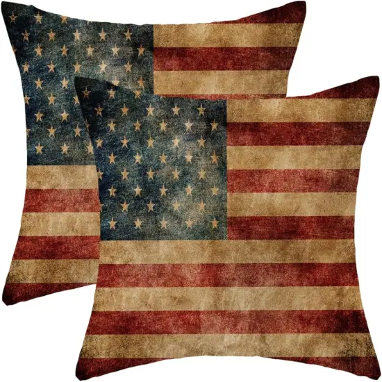 18 x 18 Inch Set of 2 Throw Pillows Covers for 4th of July Decorations {1}