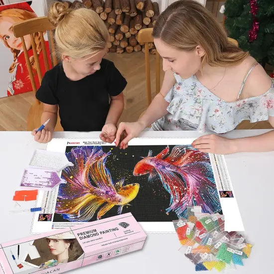 Diamond Painting Kits for Adults Fish Diamond Art Kit AB Diamond Painting Full Drill 5D DIY Round Rhinestone Art Craft Kits for Gift Home Wall Decor 19.6x9.8 Inch {3}