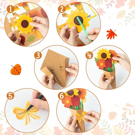 24Pcs Make Your Own Thankful Autumn Florals for Kids, Fall Flower Bouquet Craft Kit {2}